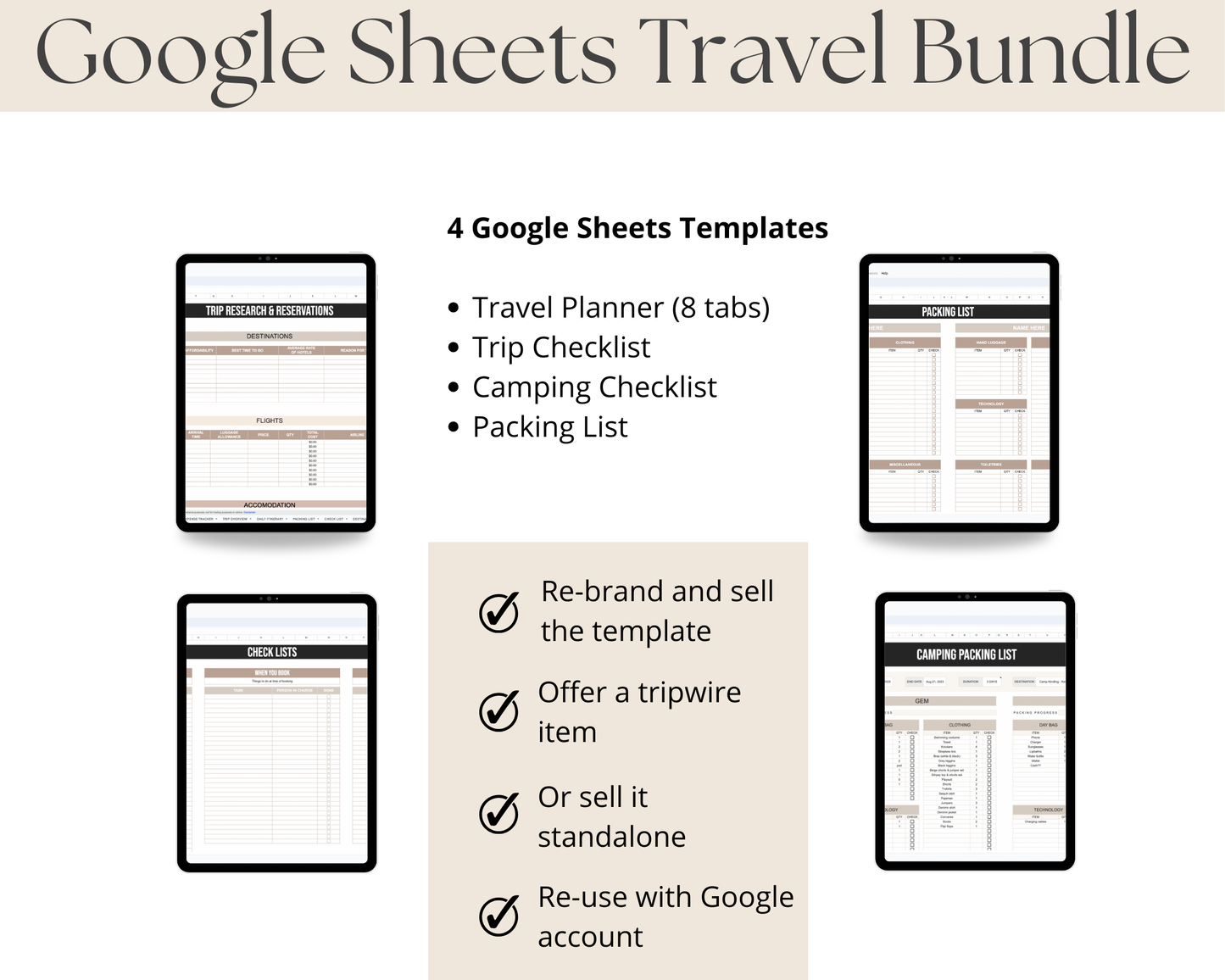 Ultimate Google Sheets Travel Bundle with PLR Rights