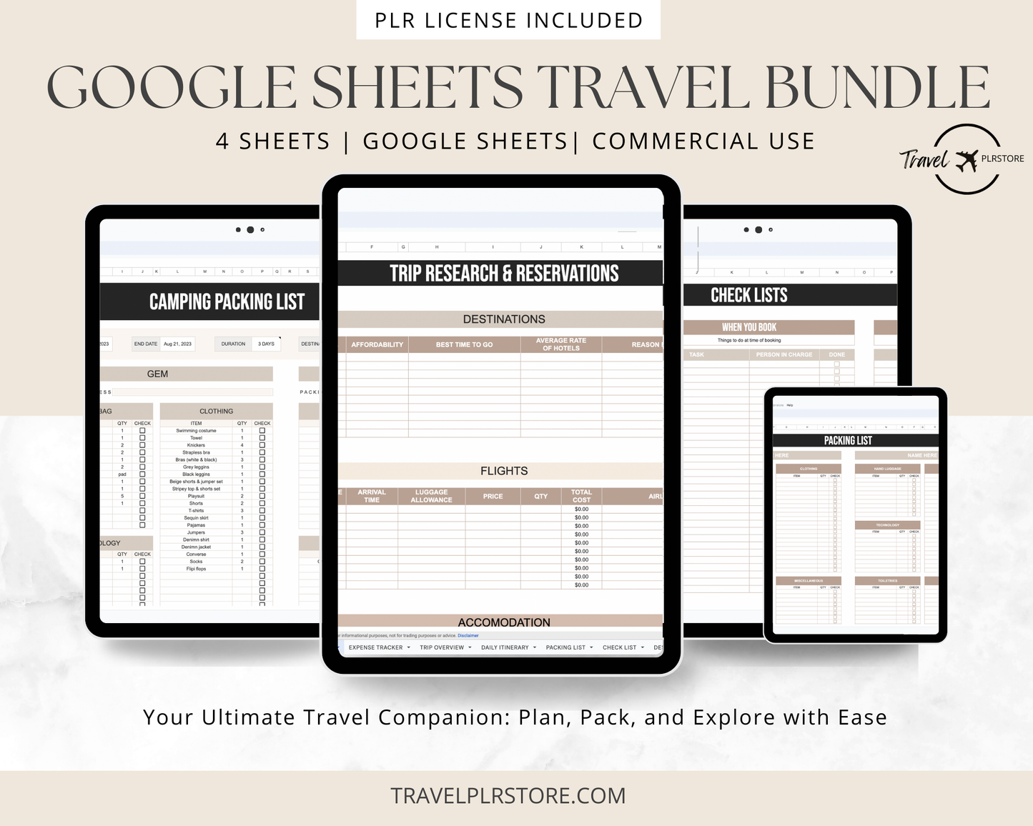 Ultimate Google Sheets Travel Bundle with PLR Rights