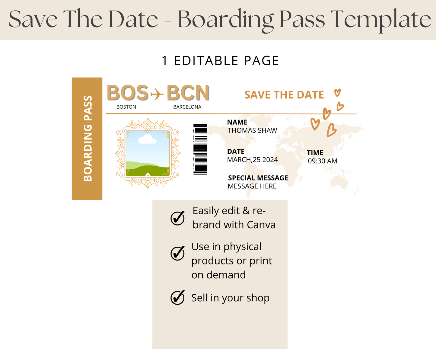 Save The Date - Boarding Pass Template