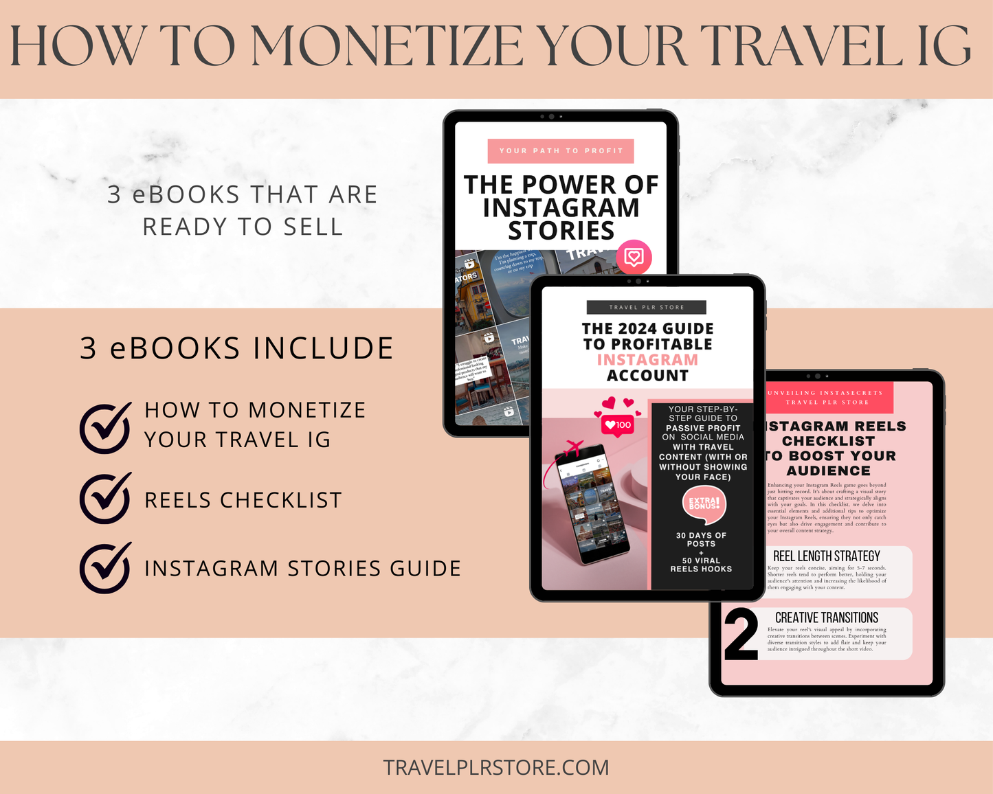 How to Monetize your Travel IG Account: Editable eBook Bundle