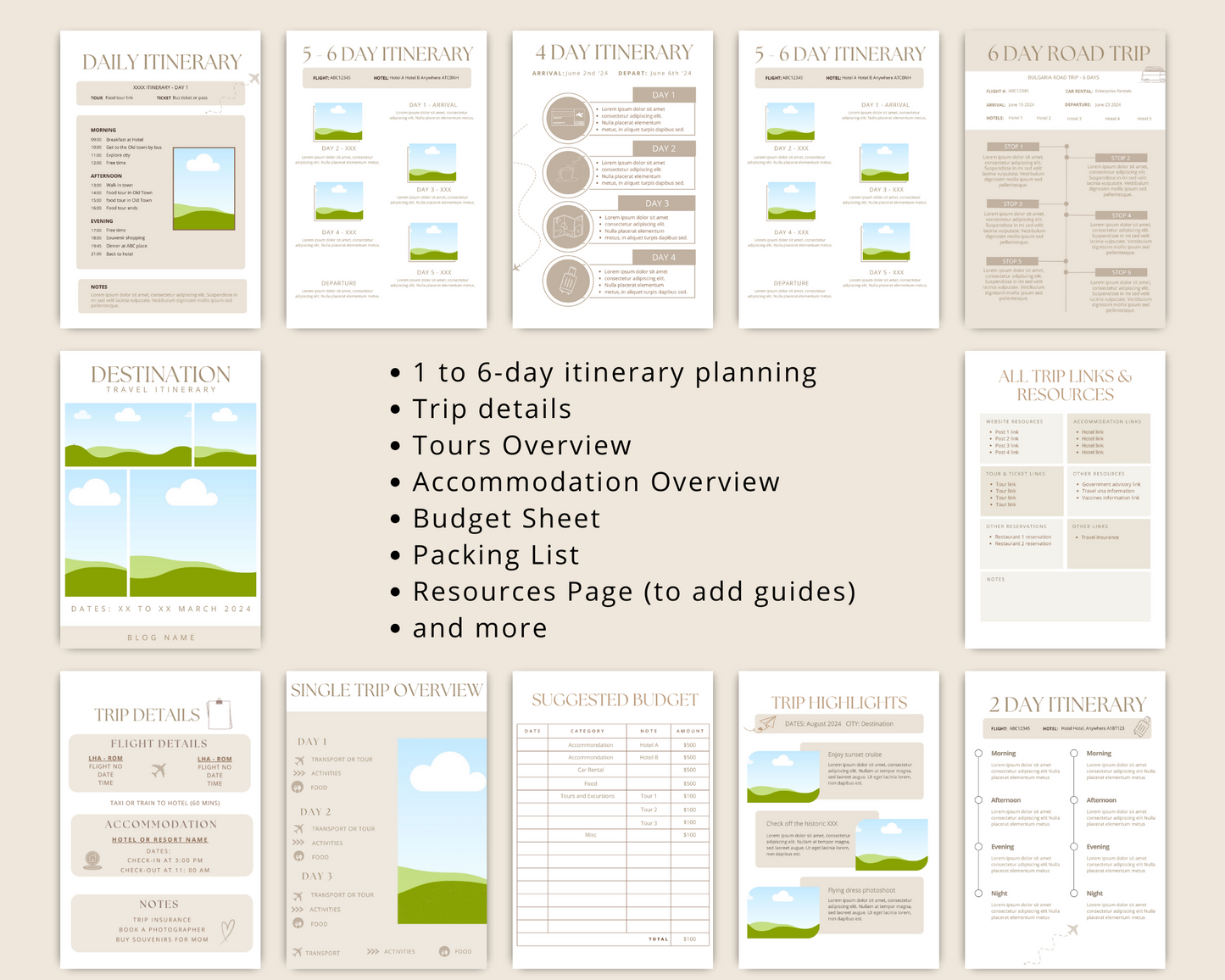 Travel Itinerary Planner Template