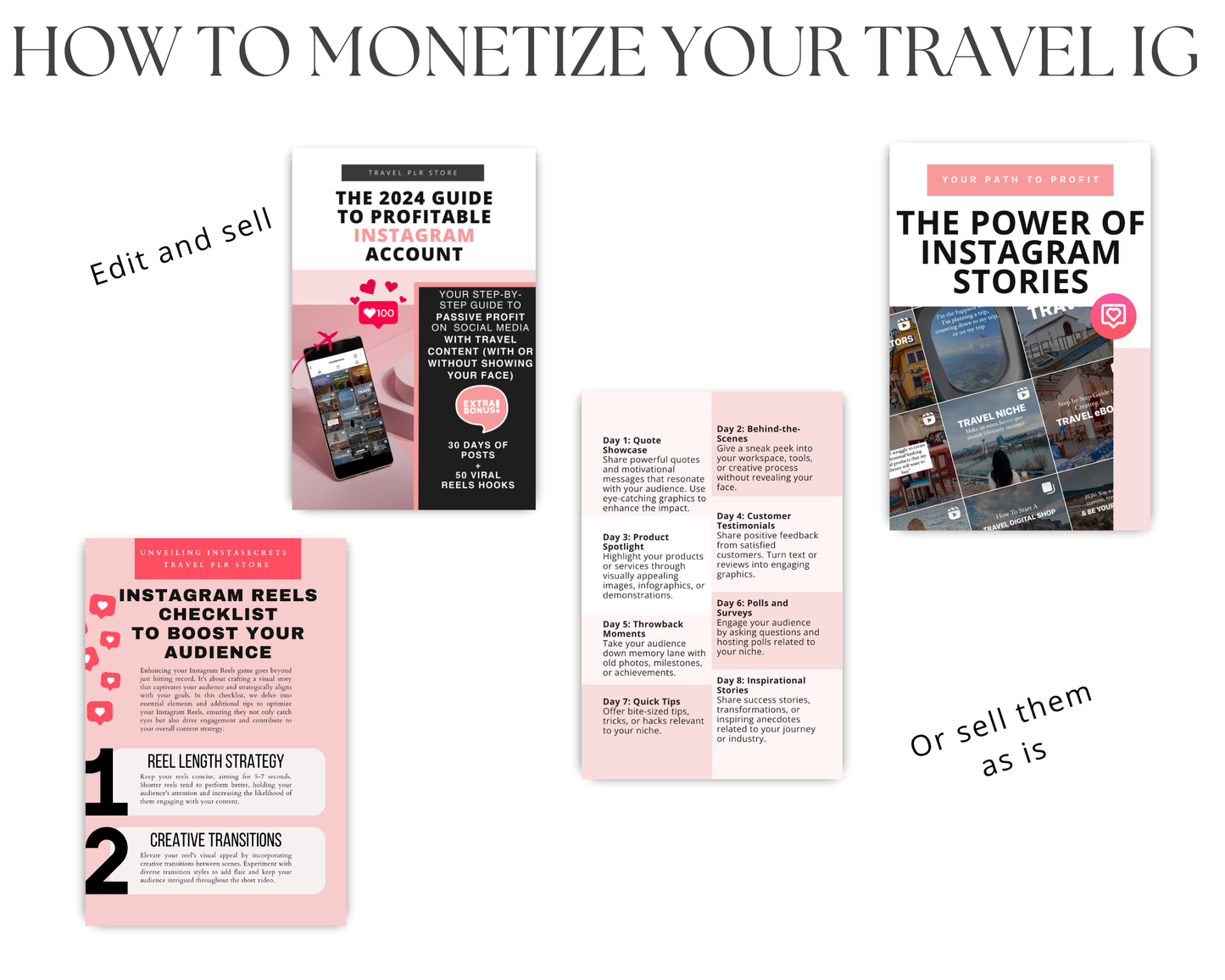 How to Monetize your Travel IG Account: Editable eBook Bundle